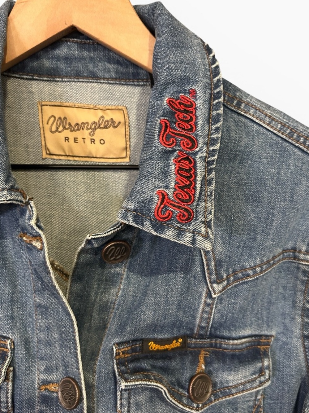 Wrangler Retro Texas Tech Red Raiders Denim Jean Jacket Women’s Size Medium - Picture 5 of 12